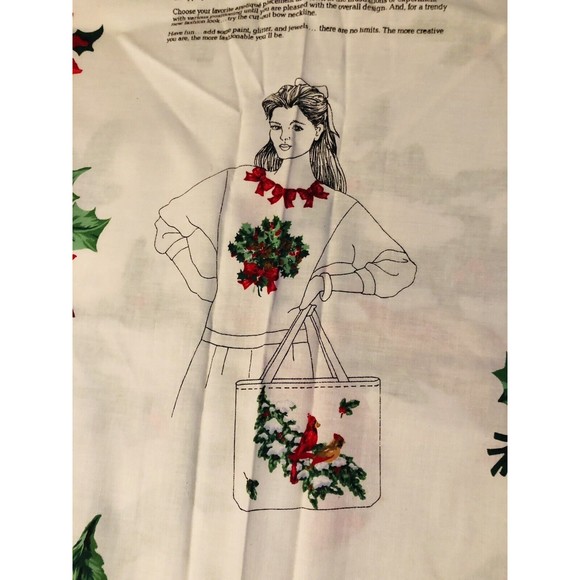 NOS VIP Cut & Sew Fabric Panel VTG Christmas Wearable Art Appliqué Tops & Bags - Picture 11 of 12